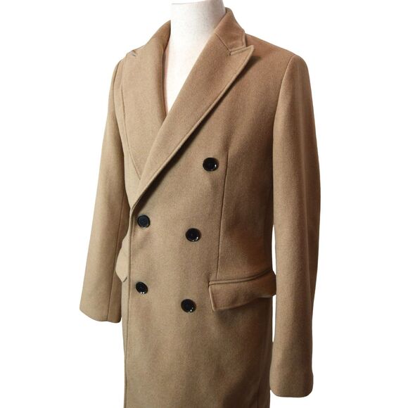 EUC Express Wool Blend Camel Coat Size S Double Breasted Water Resistant Classic - Picture 2 of 11